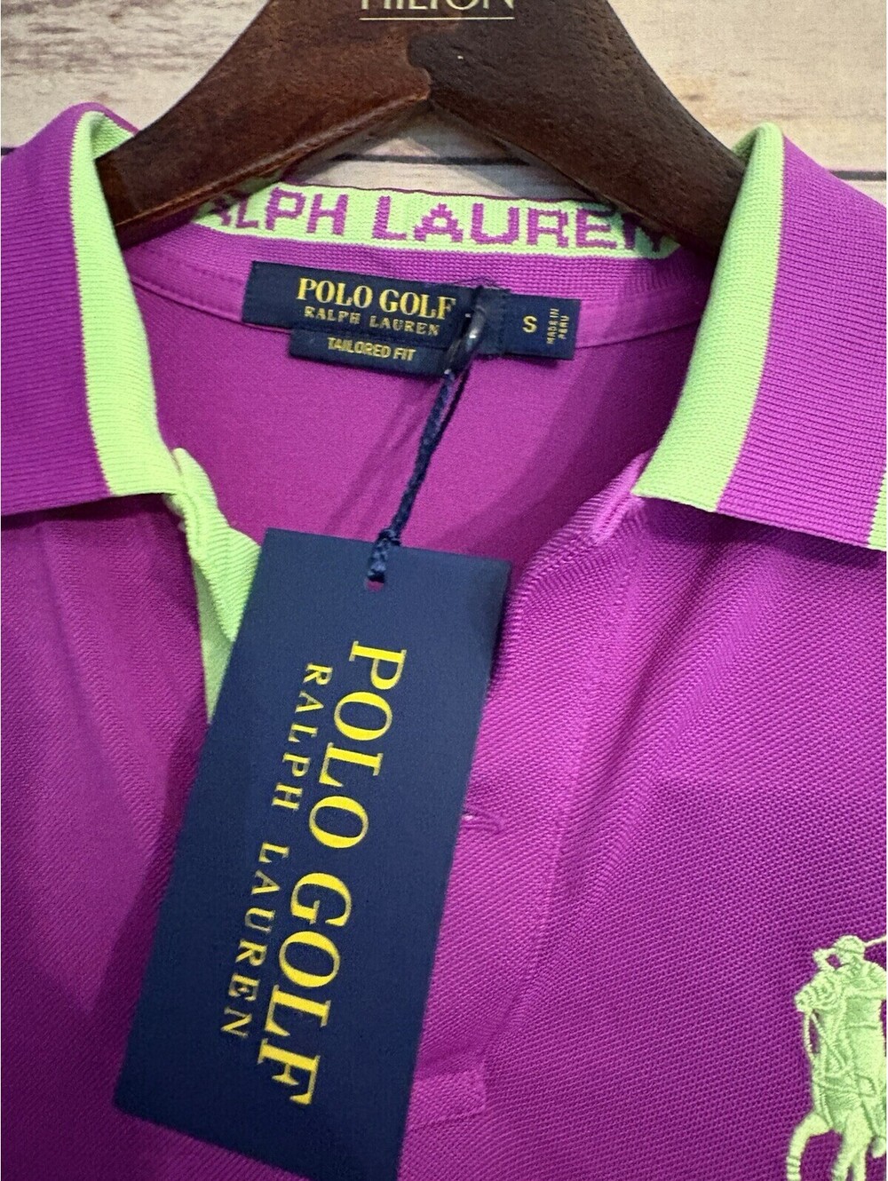 Ralph Lauren Top Small Purple Green Stripe Polo Shirt Preppy Classic Golf NWT - Picture 2 of 7